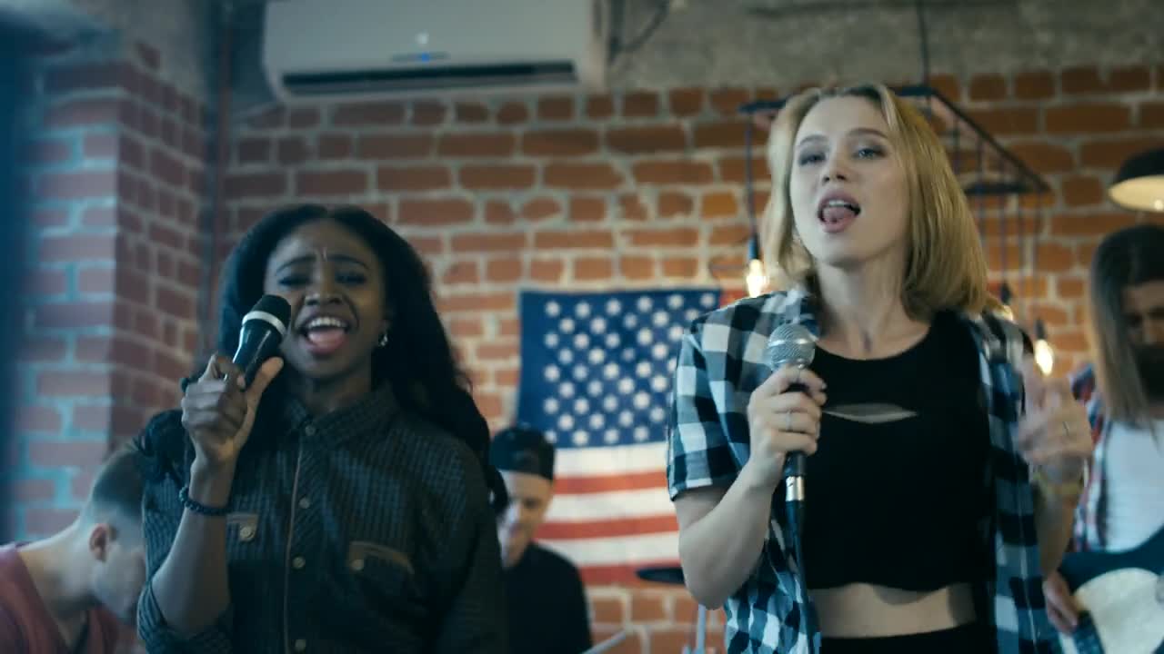 Stock Footage Women Singing With Band Live Wallpaper Free
