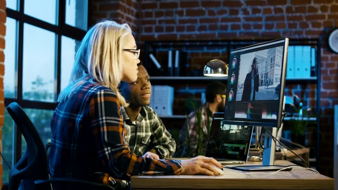 Stock Footage Working On Video Editing In The Office Live Wallpaper Free