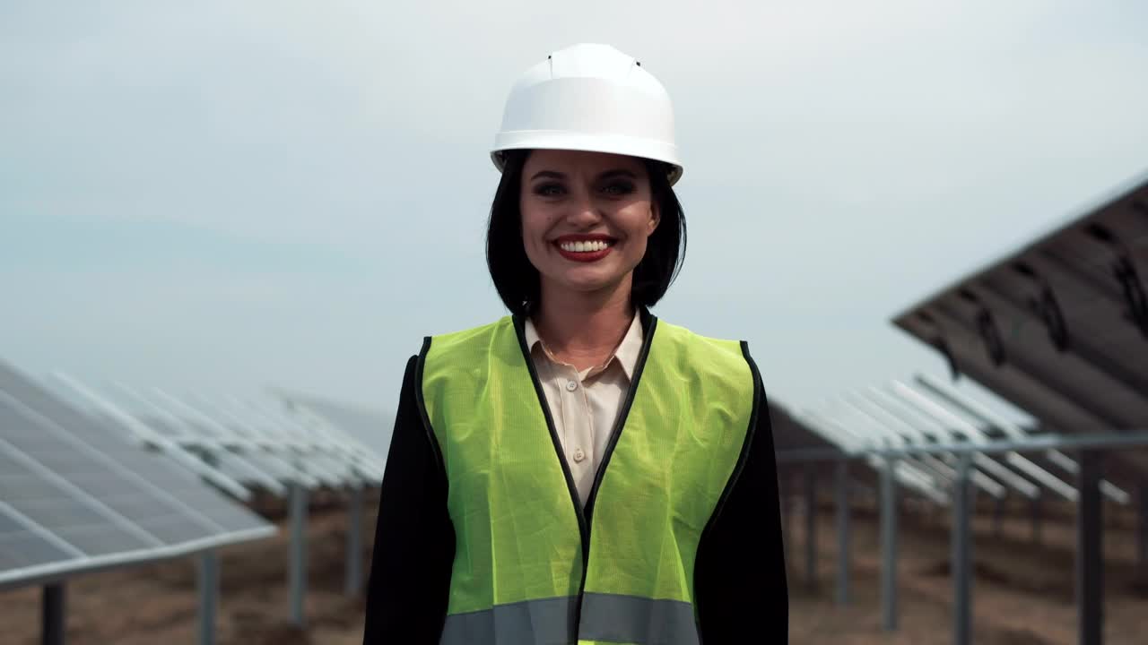 Stock Footage Woman With Security Helmet Smiling Outdoors Live Wallpaper Free