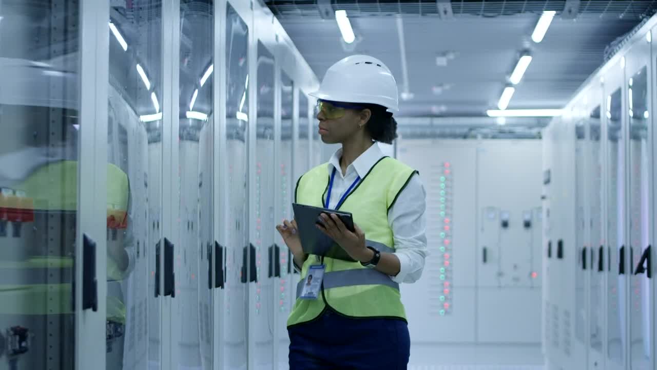 Stock Footage Woman In An Industrial Environment Smiles Live Wallpaper Free