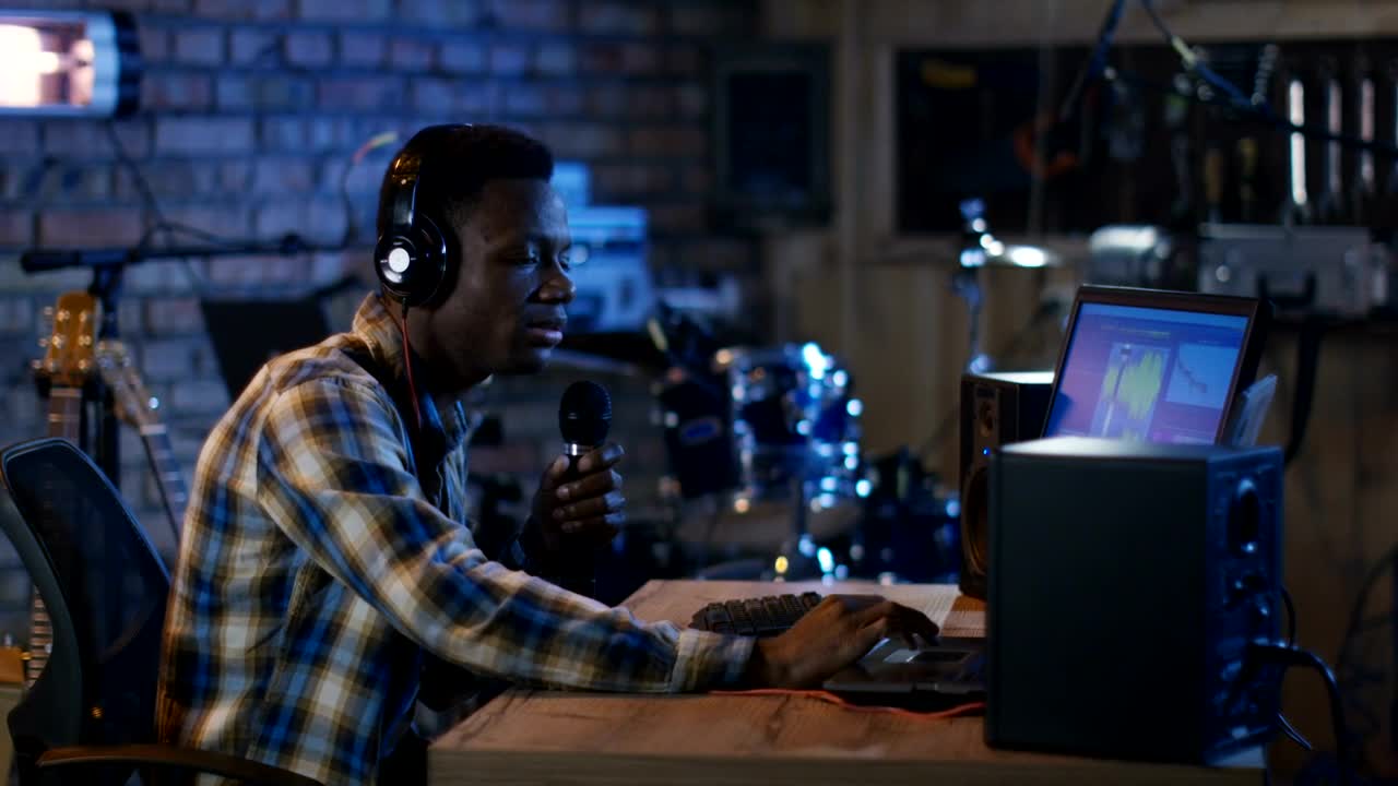 Stock Footage Young Man Recording Voice In The Studio Live Wallpaper Free