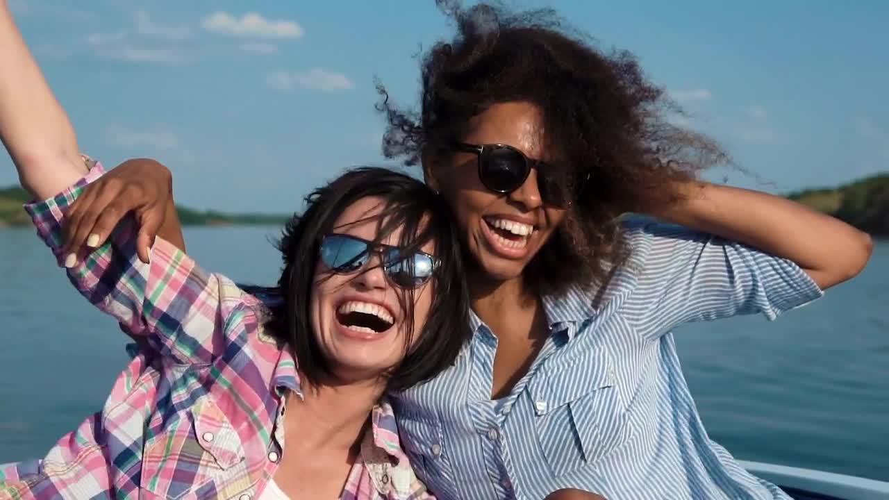 Stock Footage Young Women Enjoying The Speedboat Trip Live Wallpaper Free