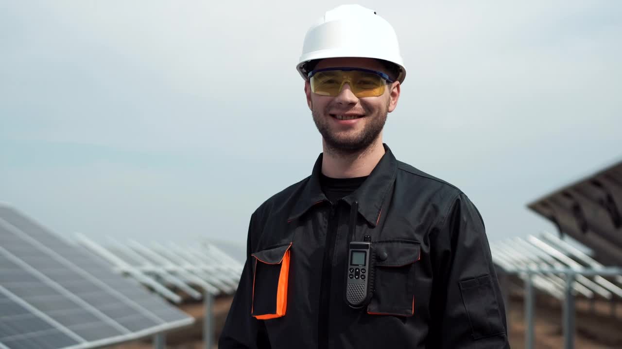 Stock Footage Worker With A Security Helmet Smiling And Modeling Live Wallpaper Free