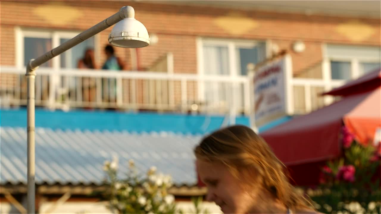 Stock Footage Woman Using A Beach Shower Live Wallpaper Free