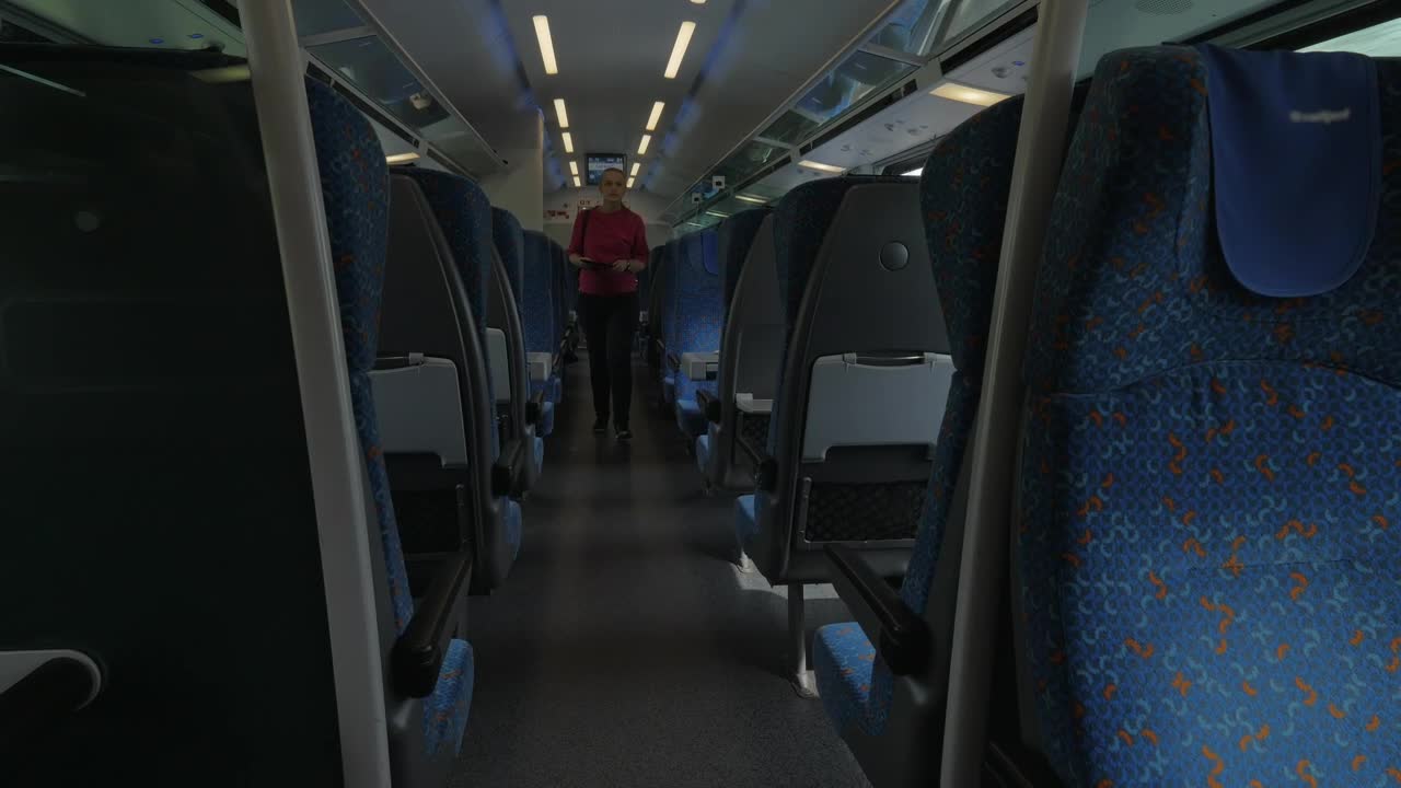 Stock Footage Woman Walking Down A Train Live Wallpaper Free