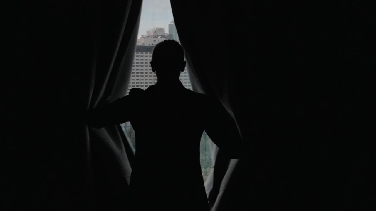 Stock Footage Woman Opening Dark Curtains Live Wallpaper Free