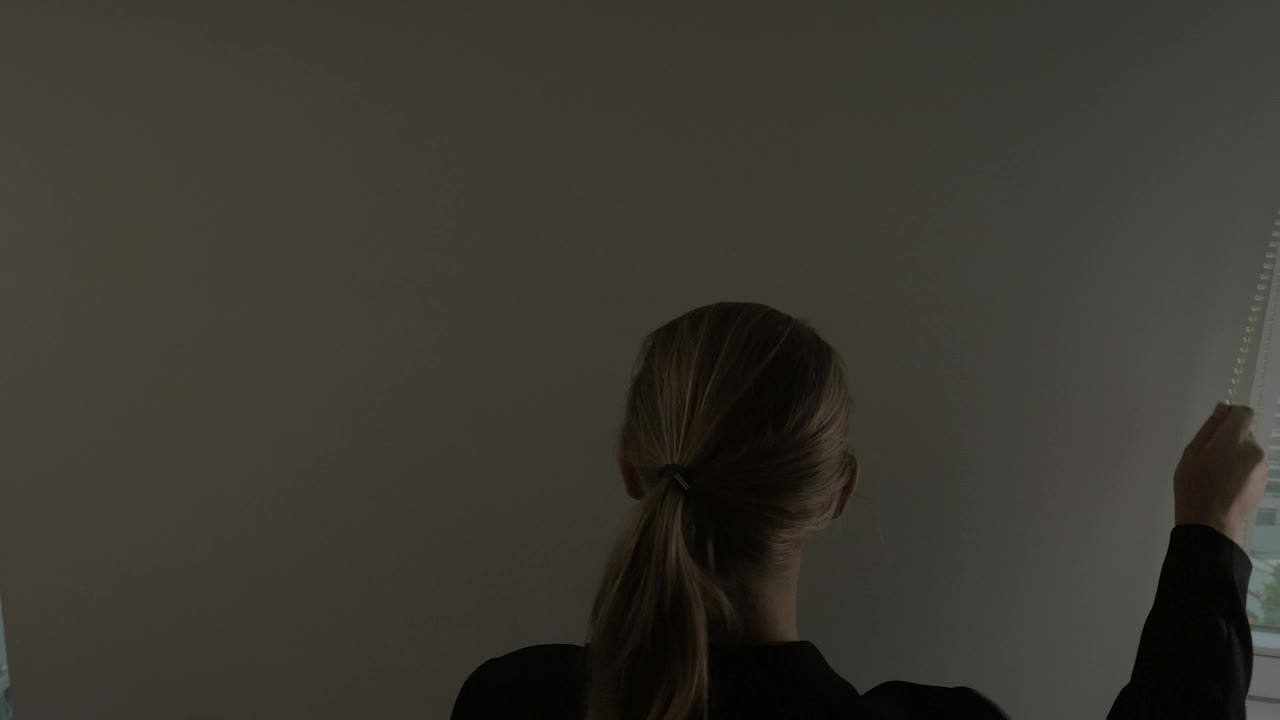 Stock Footage Woman Opening Office Blinds Live Wallpaper Free