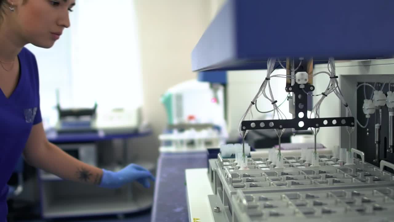 Stock Footage Woman Working With Samples In Laboratory Live Wallpaper Free