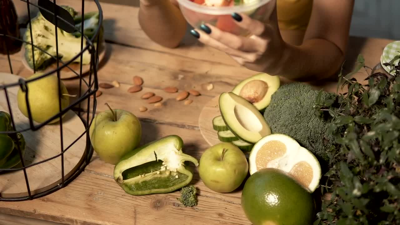 Stock Footage Woman Eating A Salad Live Wallpaper Free