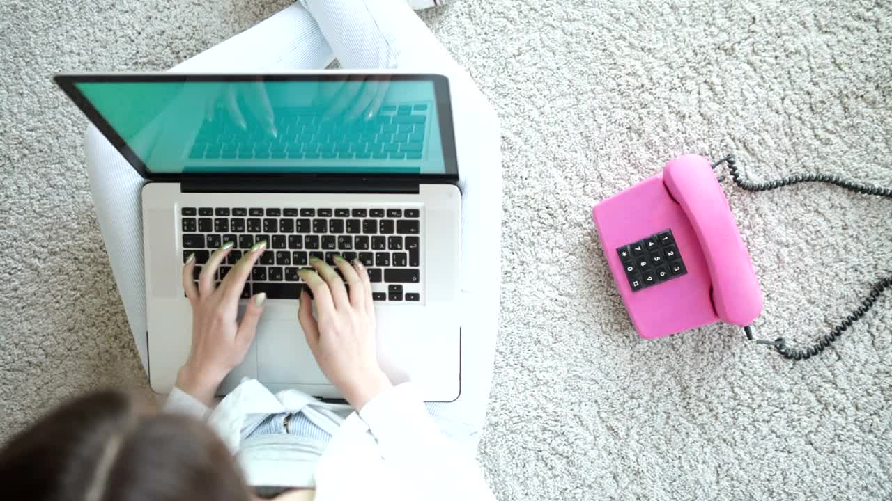 Stock Footage Woman Working From Home On Her Laptop Top Shot Live Wallpaper Free