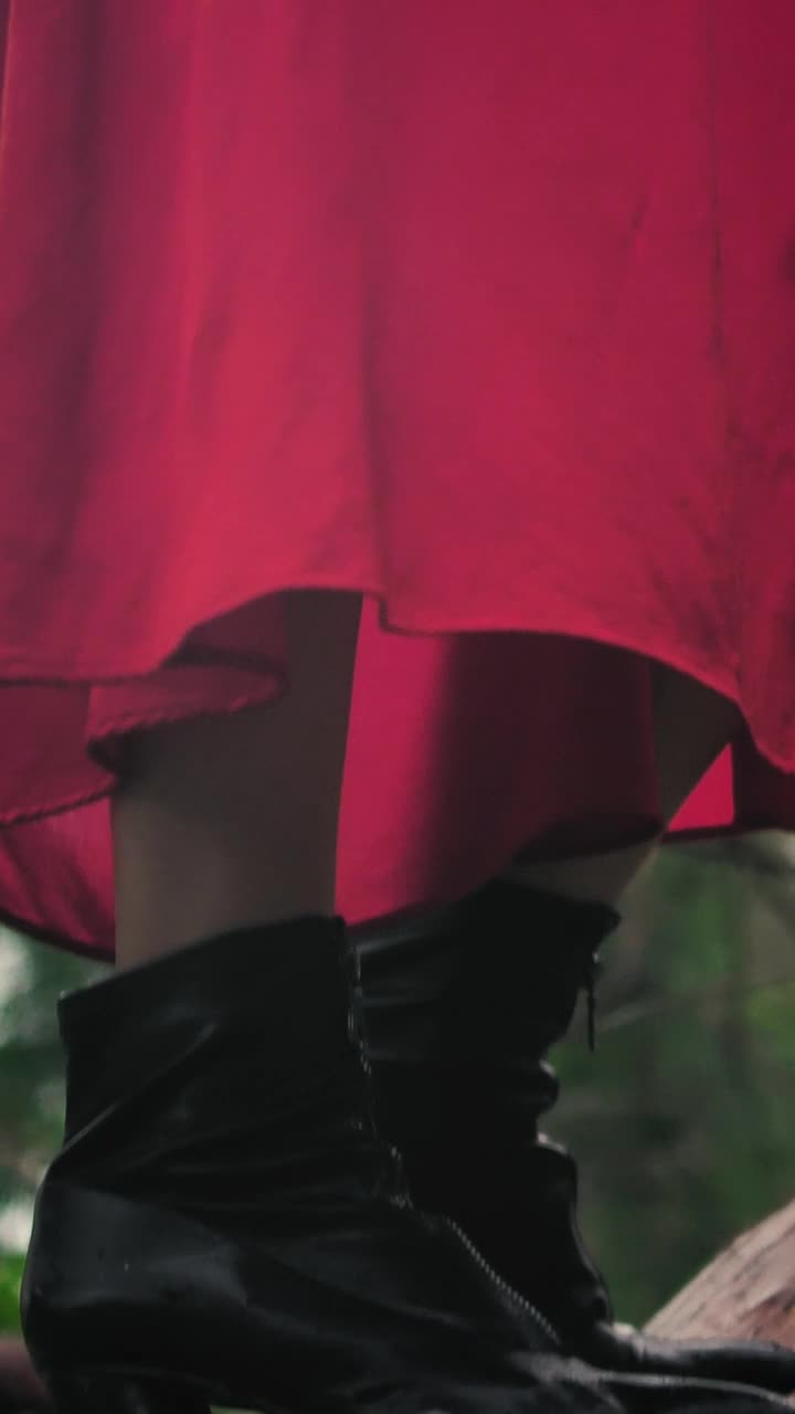 Stock Footage Young Woman In Red Dress Tilt Shot Live Wallpaper Free