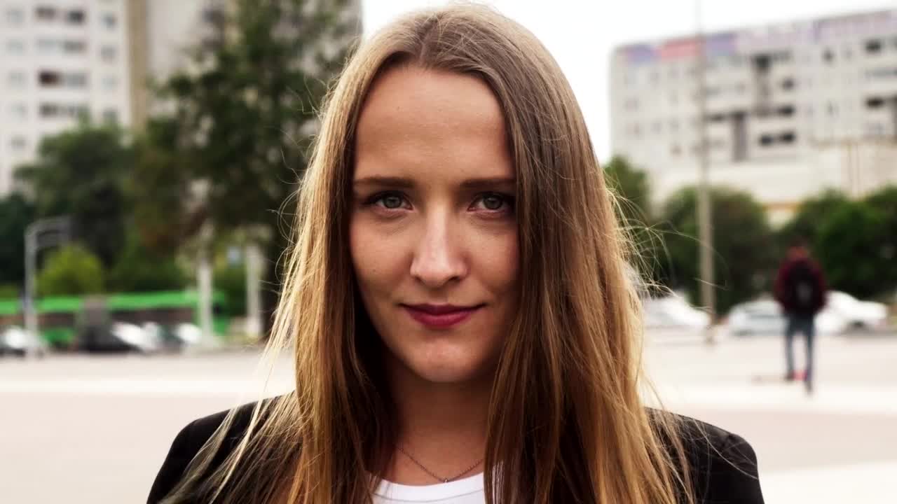 Stock Footage Woman Smiling By The Road Live Wallpaper Free