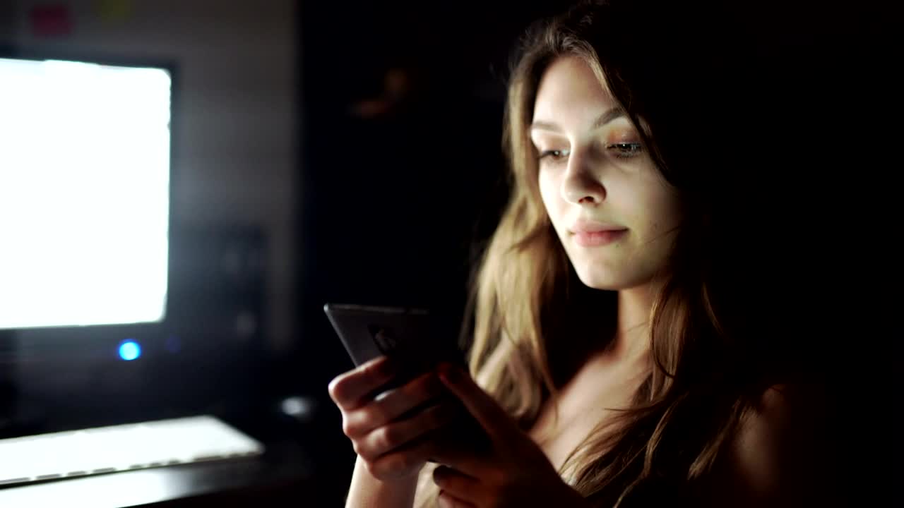 Stock Footage Woman With Insomnia Checks Mobile Phone Live Wallpaper Free