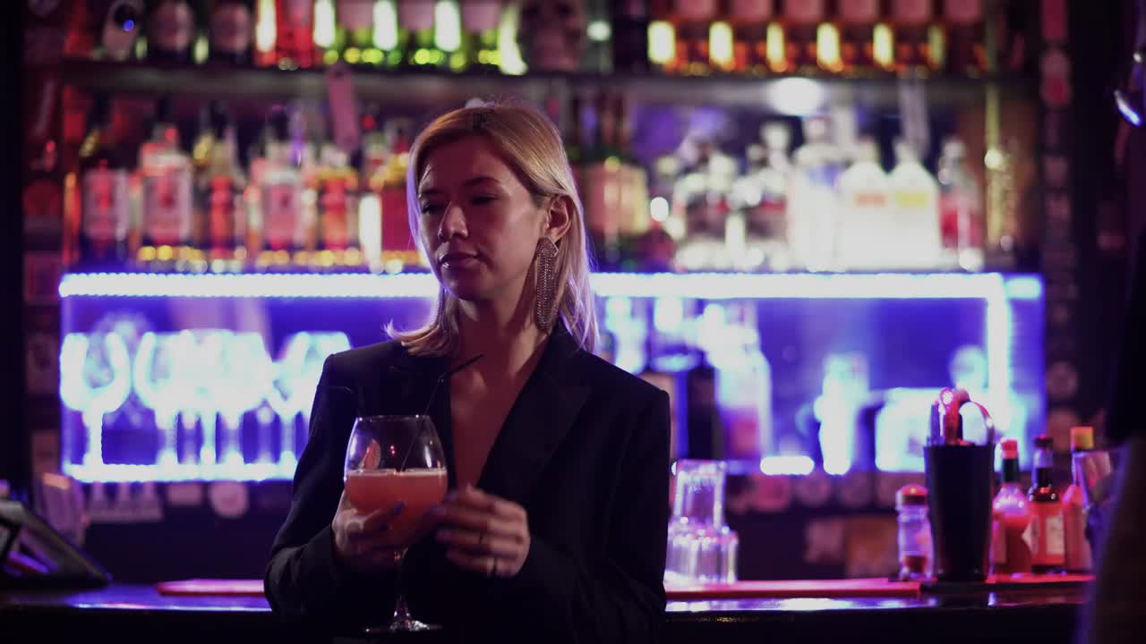 Stock Footage Woman Rejects Pickup Line At Bar In Night Club Live Wallpaper Free