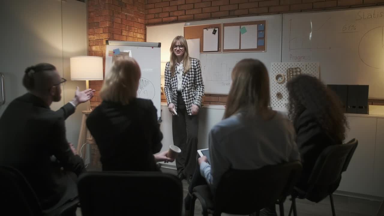 Stock Footage Young Business Team Meeting Late In Conference Room Live Wallpaper Free