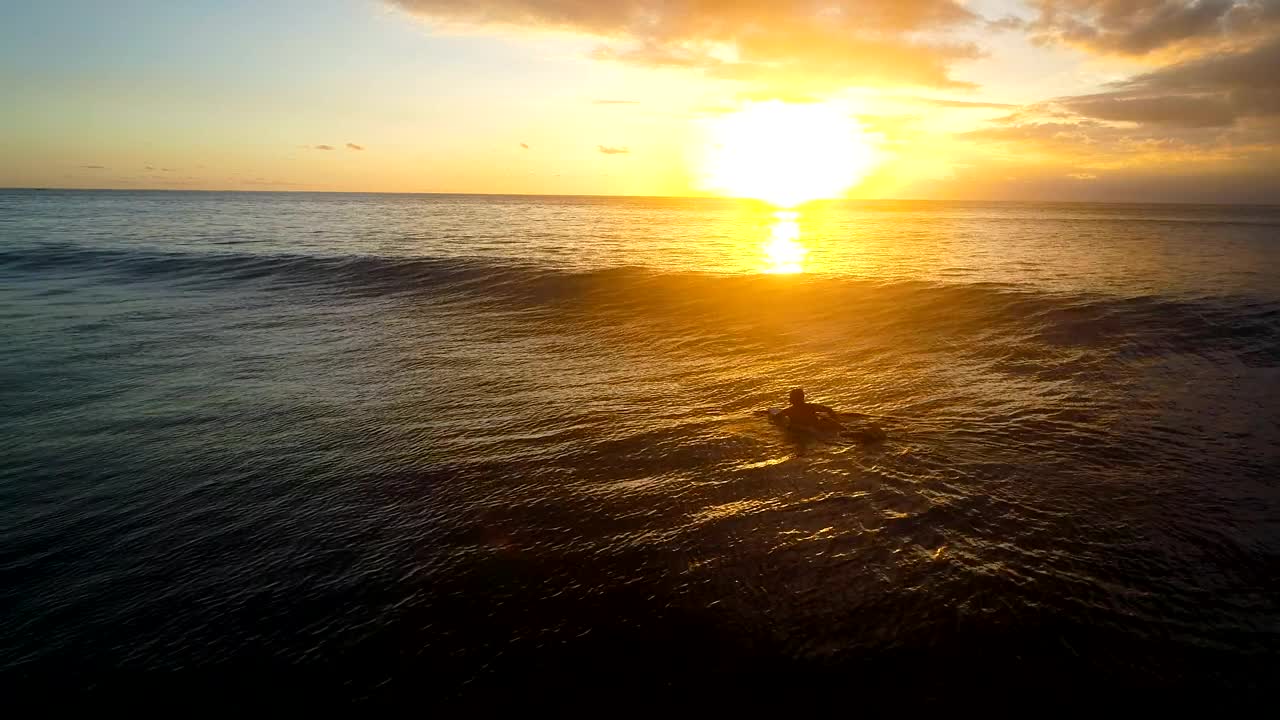 Stock Footage Woman Paddles Surfboard Over Wave Into Setting Sun Live Wallpaper Free