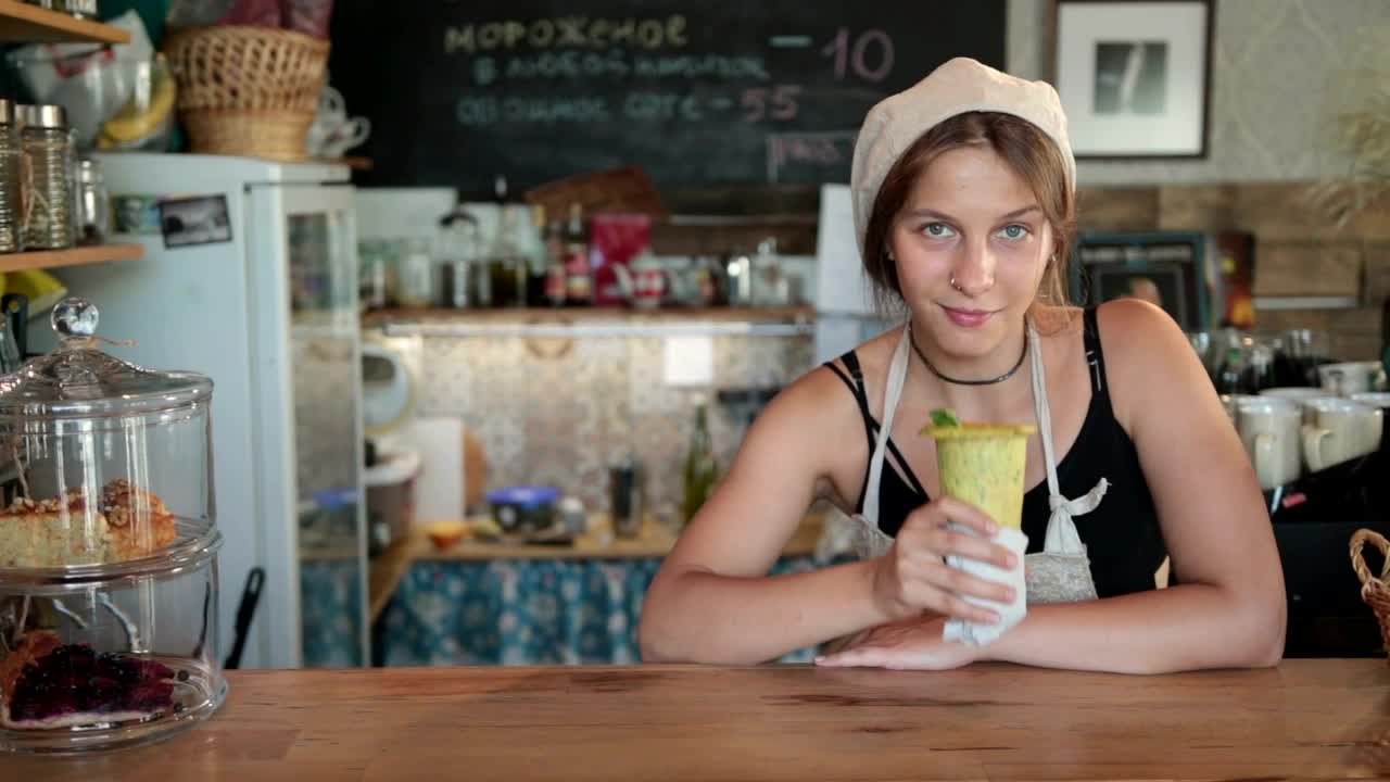 Stock Footage Woman Eating A Drink Container Live Wallpaper Free