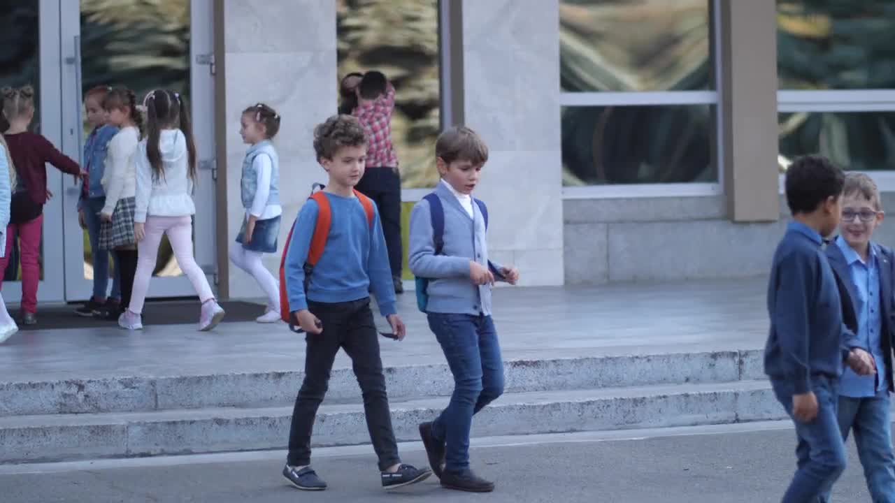 Stock Footage Young School Children Talking After Class Live Wallpaper Free