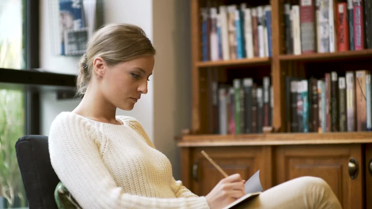 Stock Footage Woman Thinking And Writing Live Wallpaper Free