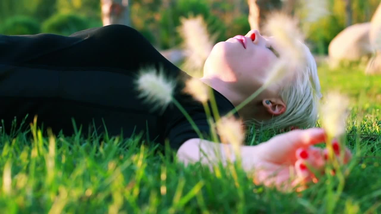 Stock Footage Woman Laid In The Grass Live Wallpaper Free