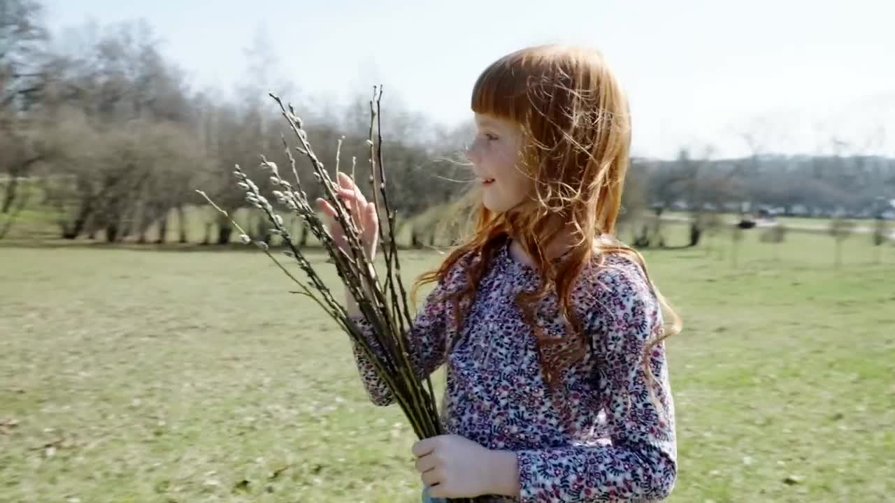 Stock Footage Young Girl With A Bunch Of Branches Live Wallpaper Free