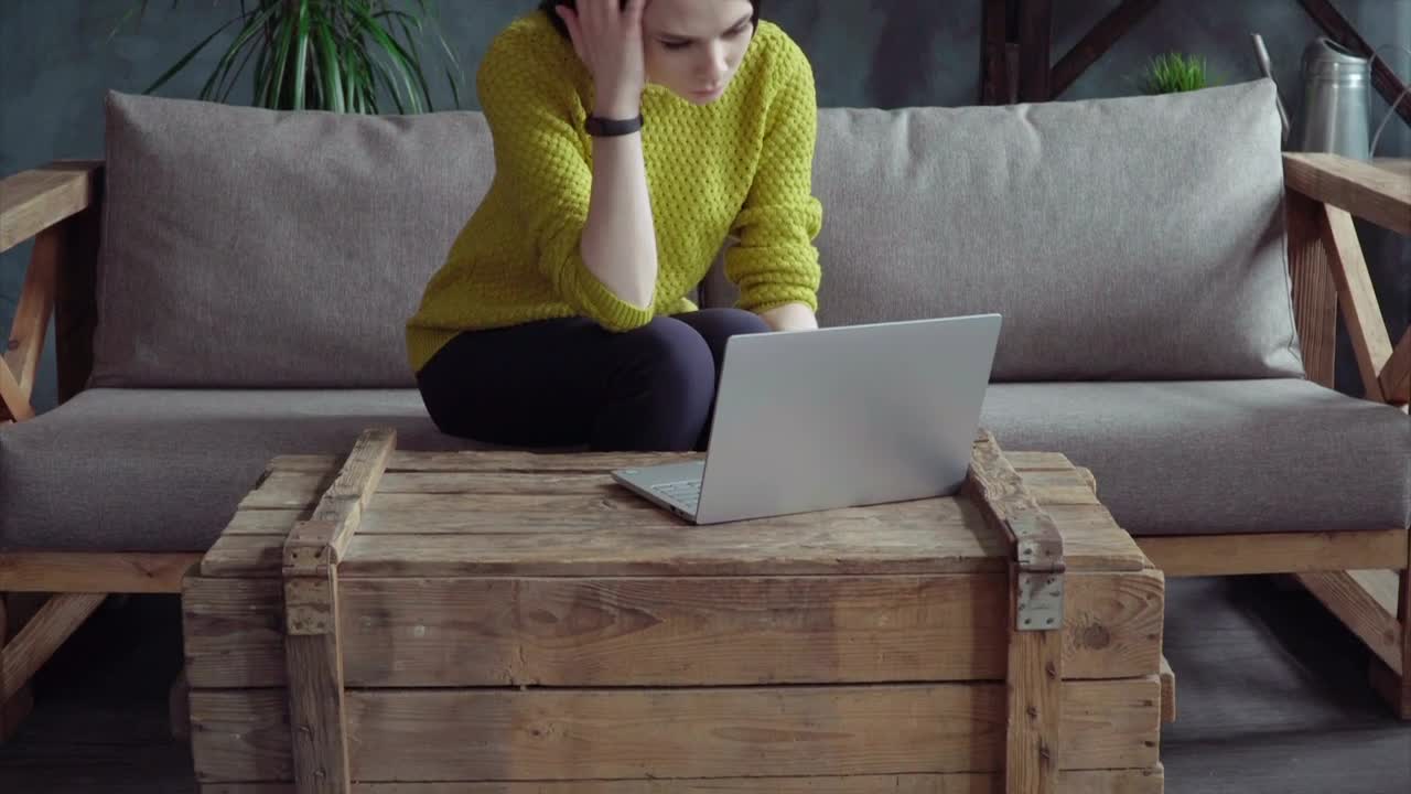 Stock Footage Woman Working From Her Sofa Live Wallpaper Free