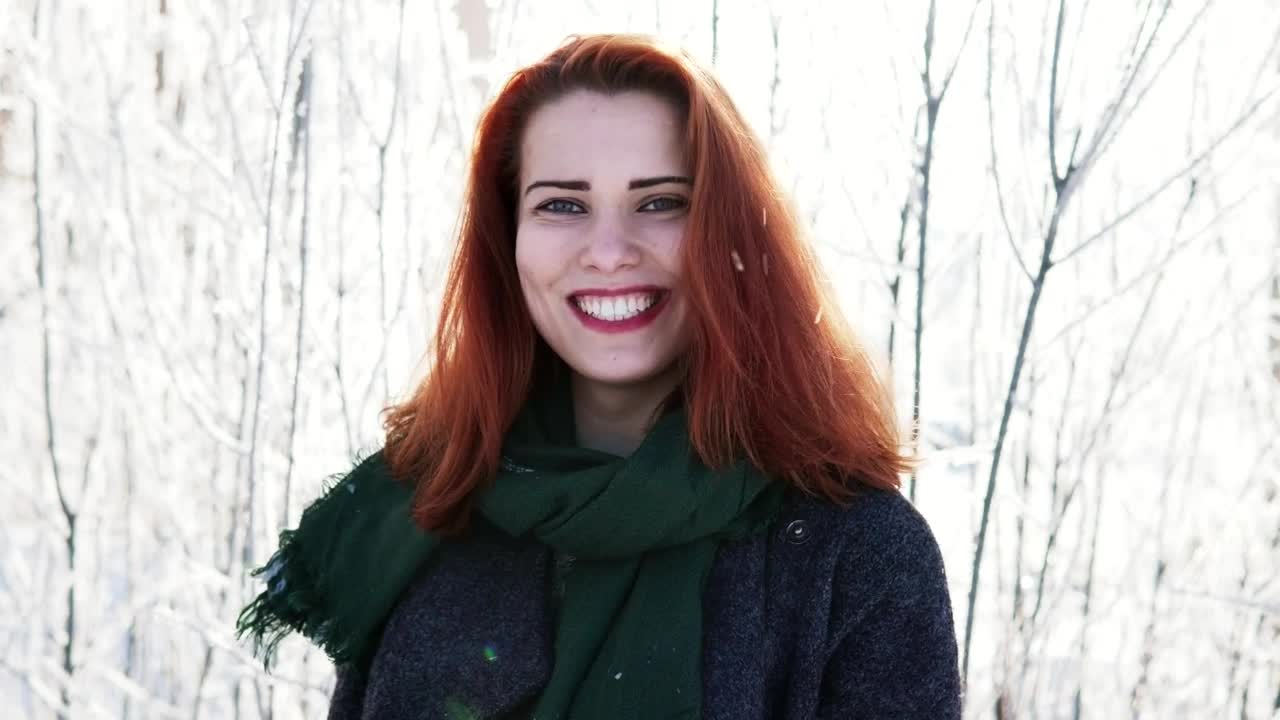 Stock Footage Woman Smiling Outside In The Snow Live Wallpaper Free