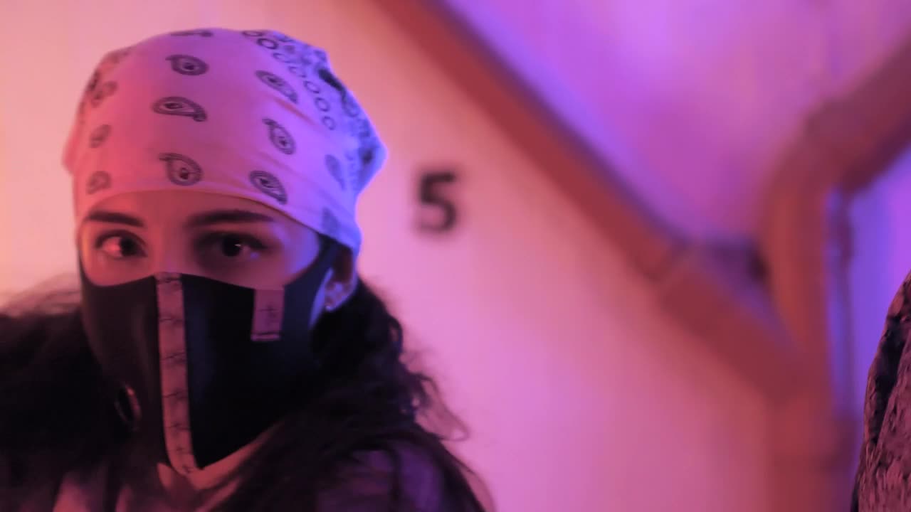 Stock Footage Young Woman With A Face Mask Dancing Portrait Live Wallpaper Free