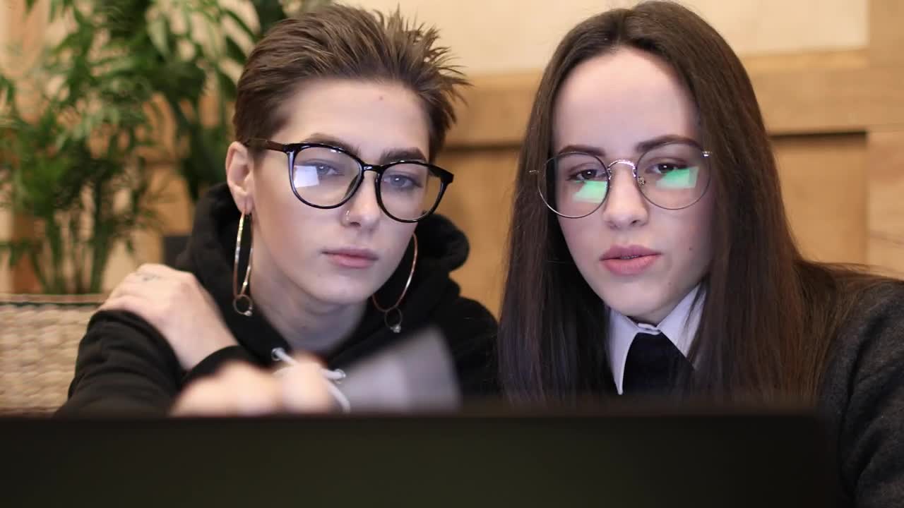 Stock Footage Young Women Learn Together With Laptop Live Wallpaper Free