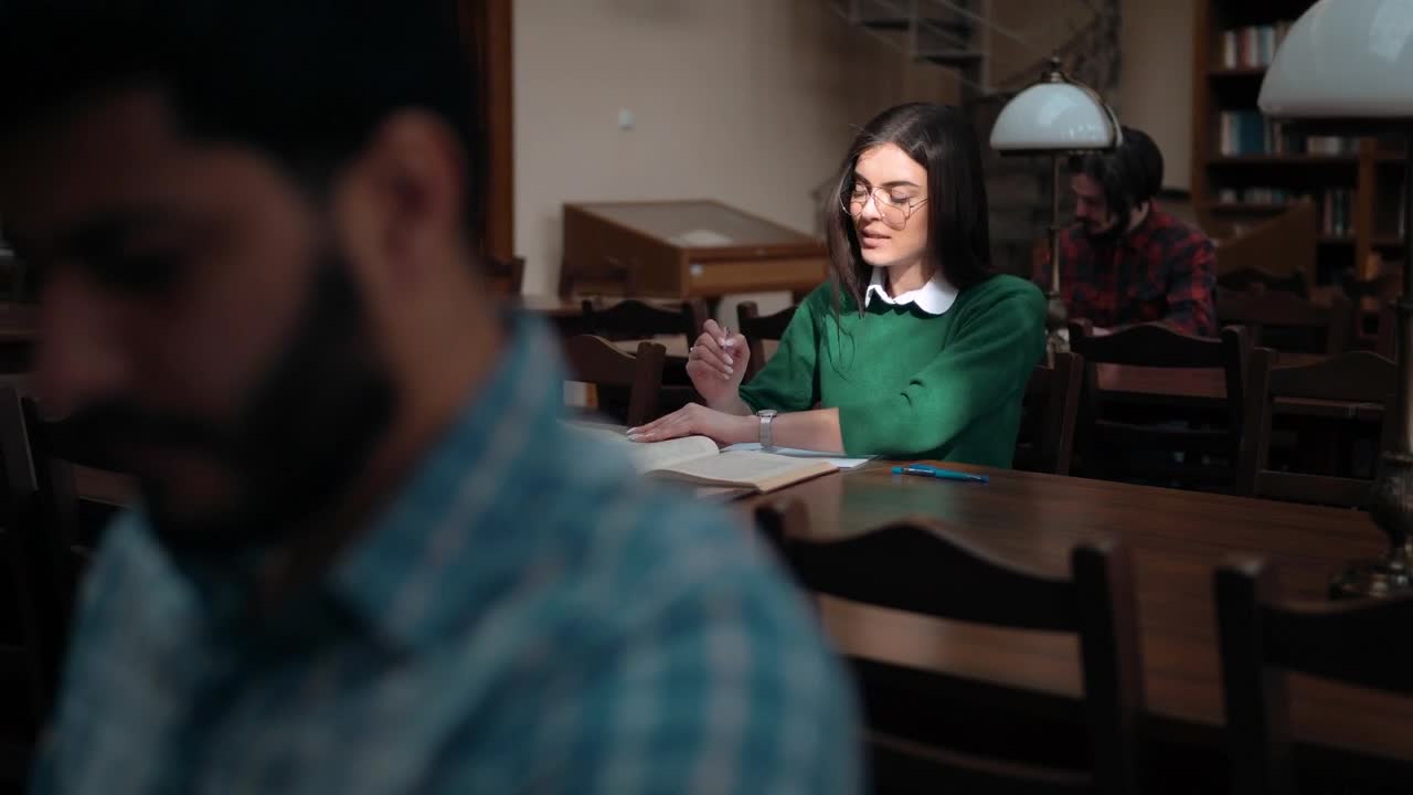 Stock Footage Woman Doing Late Night Research At Library Live Wallpaper Free