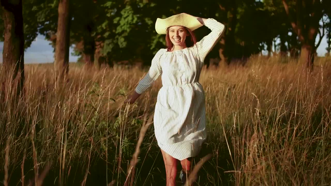 Stock Footage Woman Running Free Through Country Field Live Wallpaper Free
