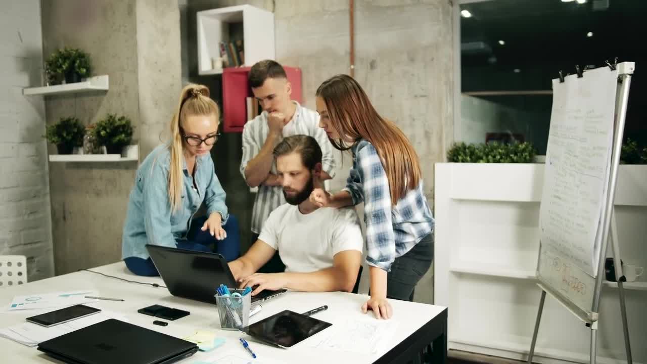 Stock Footage Young Team Celebrates Successful Launch Live Wallpaper Free