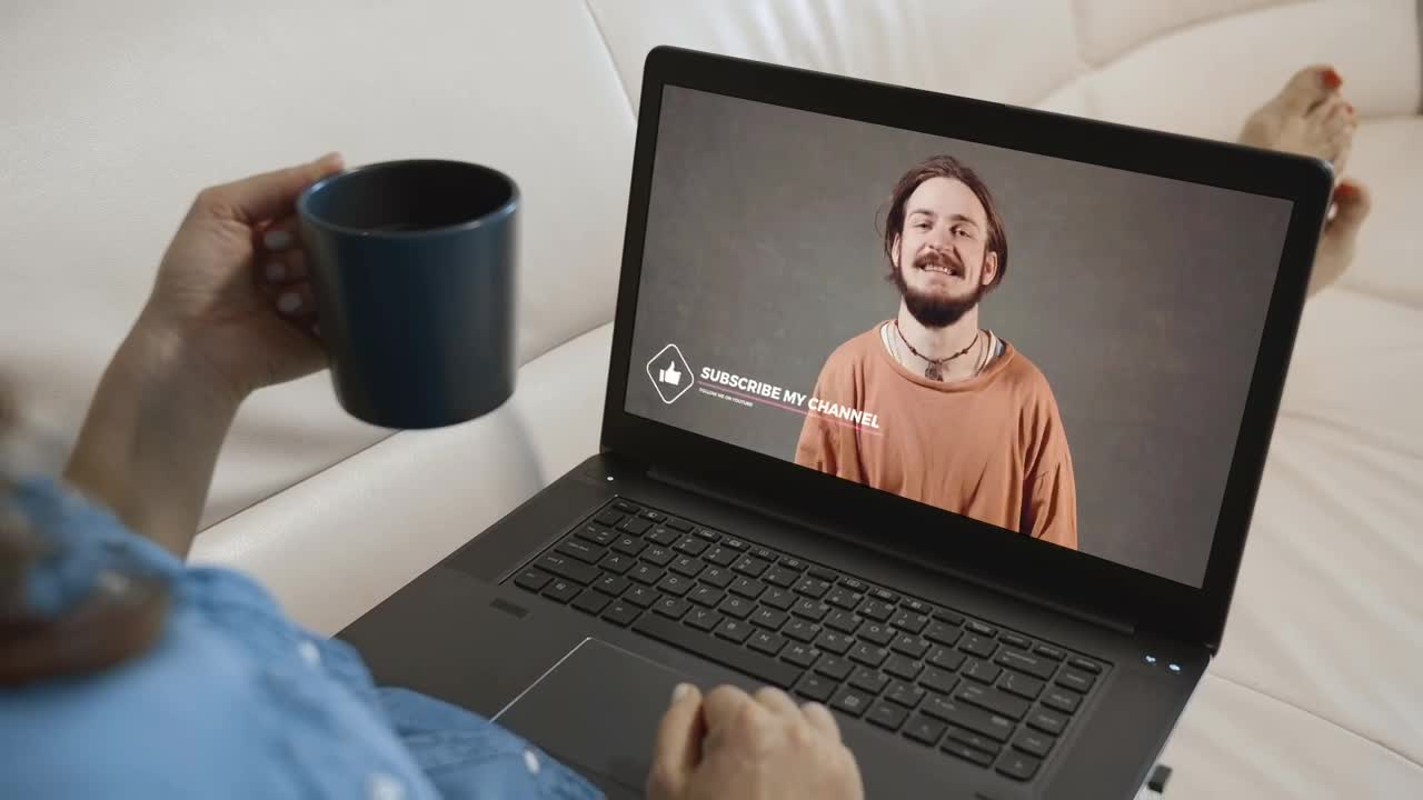 Stock Footage Woman Subscribes To Social Media Vlog On Laptop Live Wallpaper Free