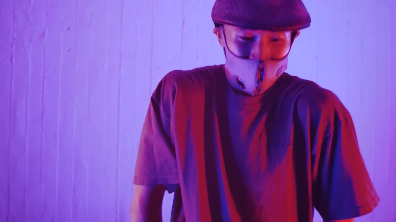 Stock Footage Young Man With Face Mask Dancing Portrait Live Wallpaper Free