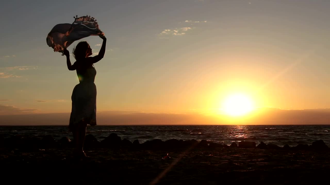 Stock Footage Woman Holding A Scarf In The Wind Live Wallpaper Free