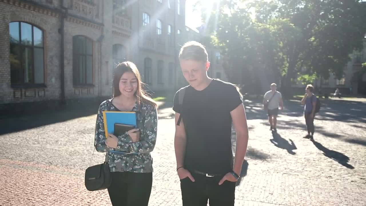 Stock Footage Young Couple Walking At College Live Wallpaper Free