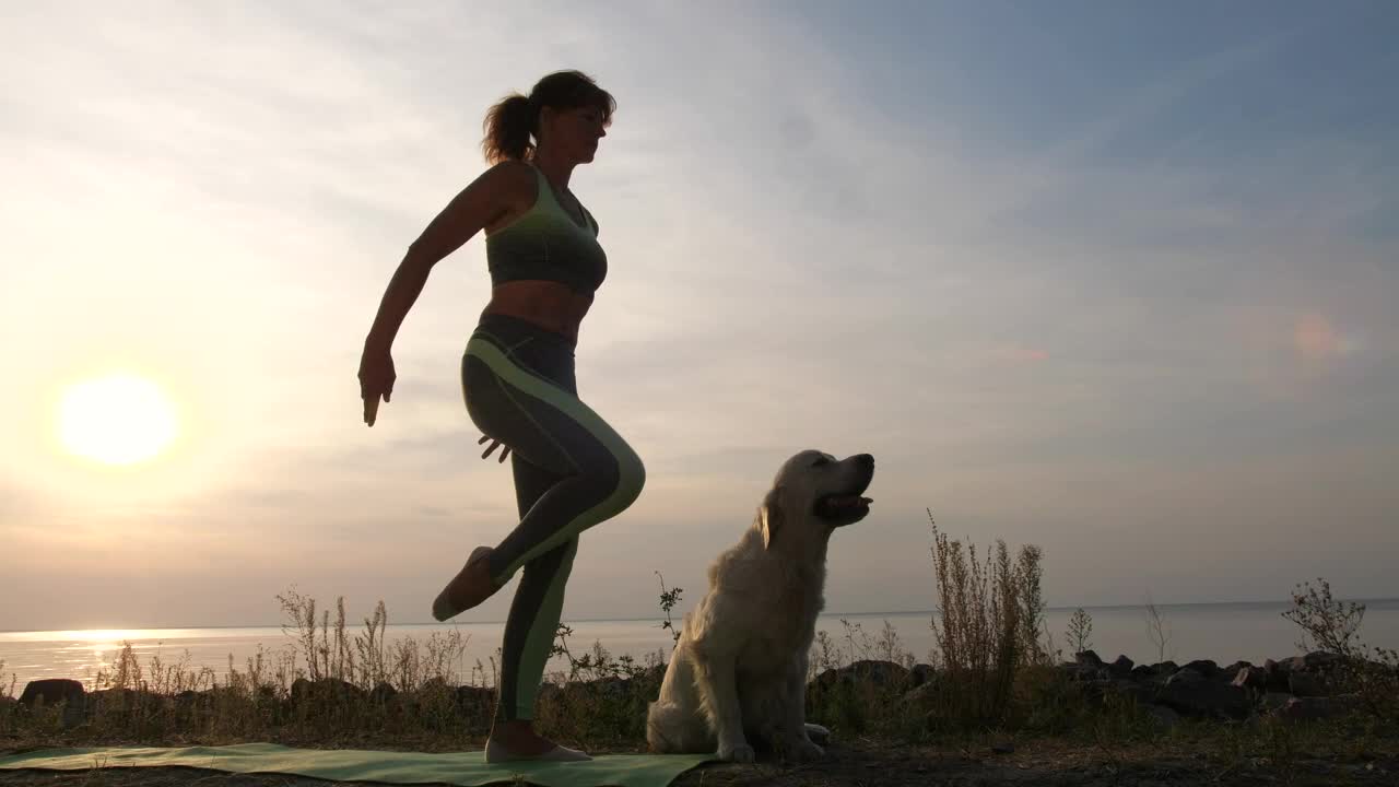 Stock Footage Woman Doing Yoga At Sunset Live Wallpaper Free
