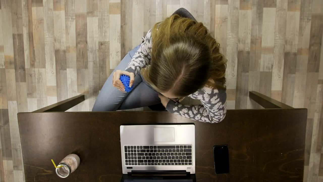 Stock Footage Young Woman Stressed At Work Live Wallpaper Free