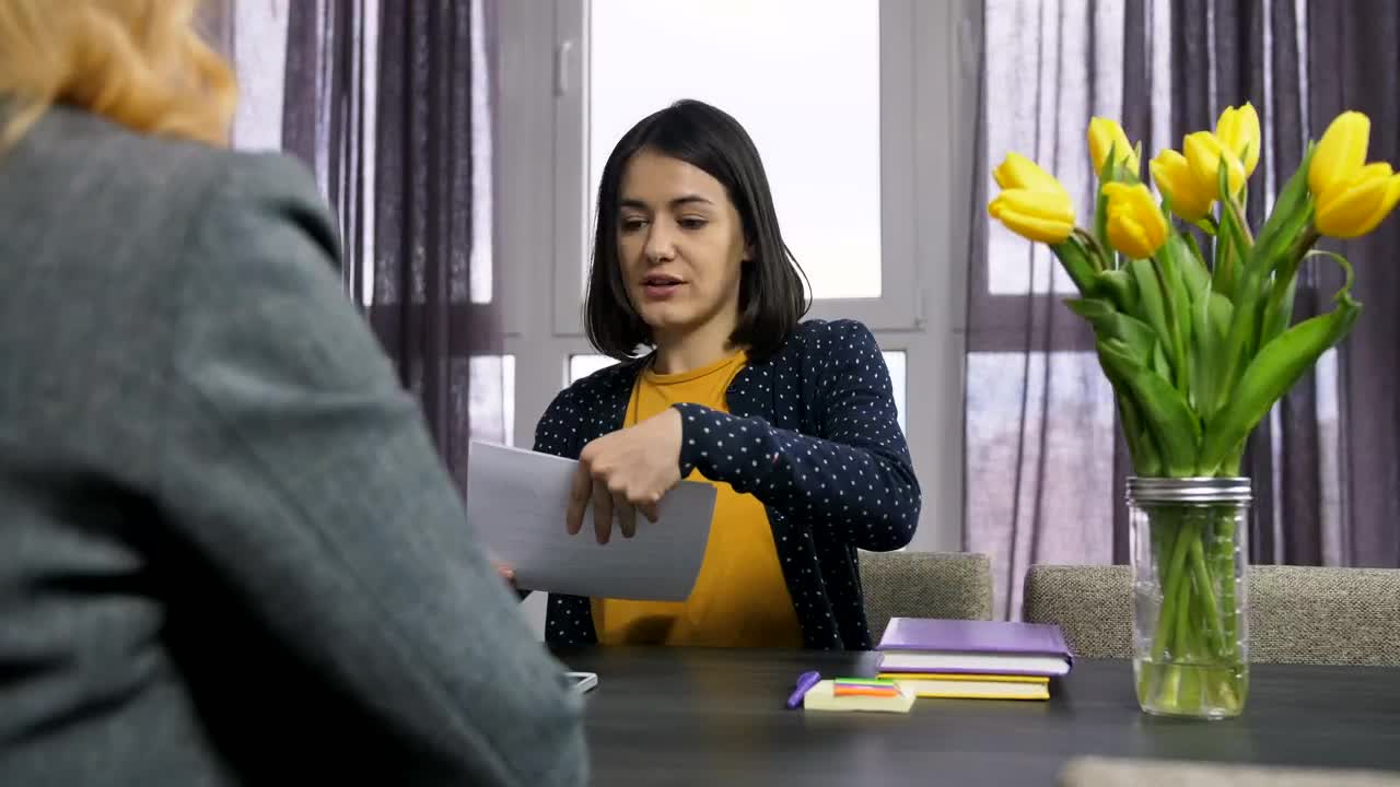 Stock Footage Young Woman During An Interview Live Wallpaper Free