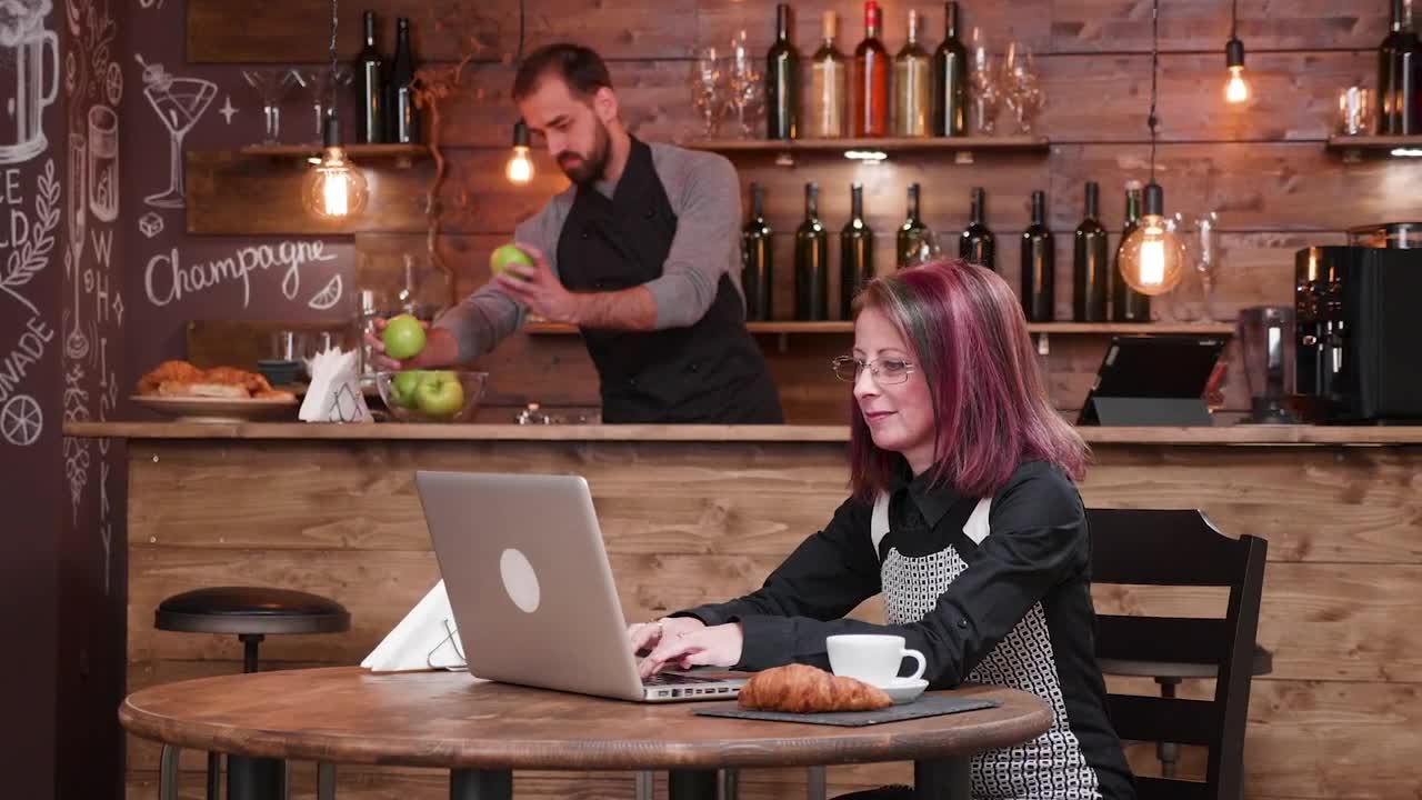 Stock Footage Woman Emailing While Having Breakfast Live Wallpaper Free