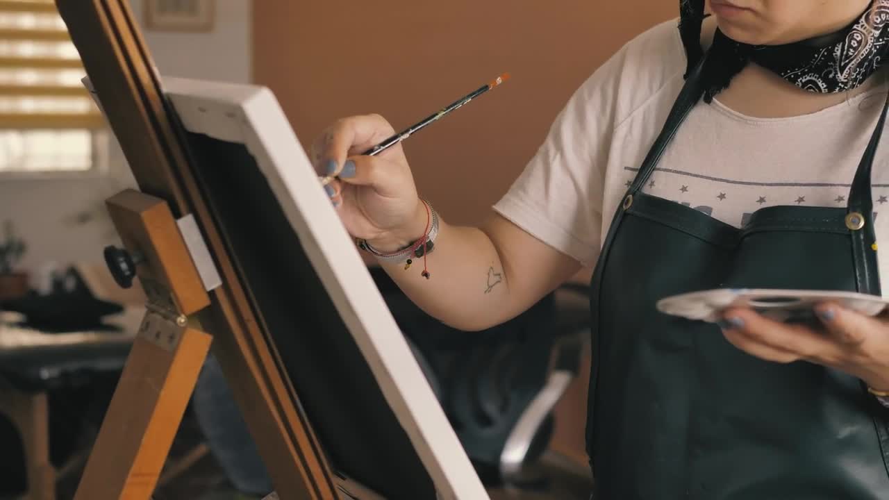 Stock Footage Woman Painting A Picture At Home Live Wallpaper Free