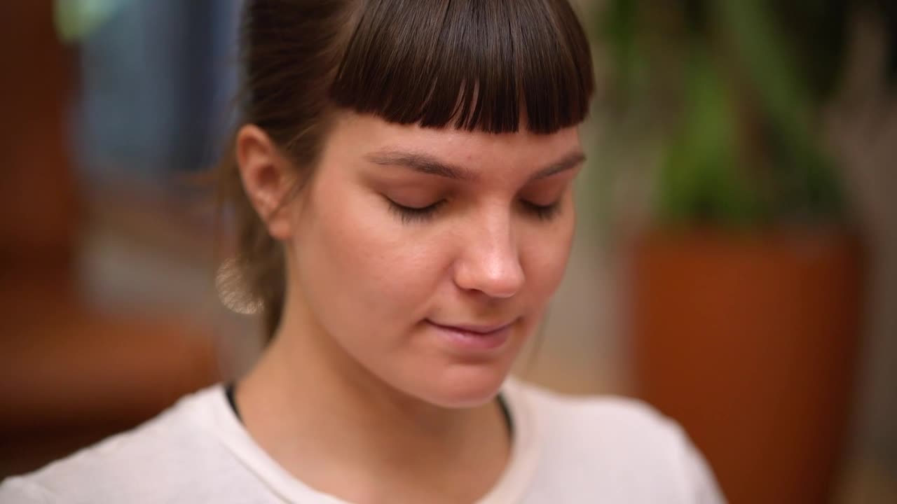 Stock Footage Young Woman With Tattoos Meditating At Home Live Wallpaper Free