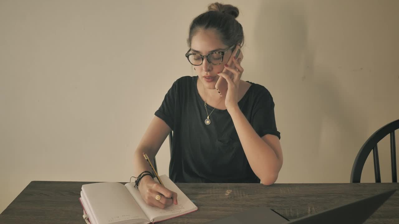 Stock Footage Young Woman Doing Home Office In Her Dining Room Live Wallpaper Free
