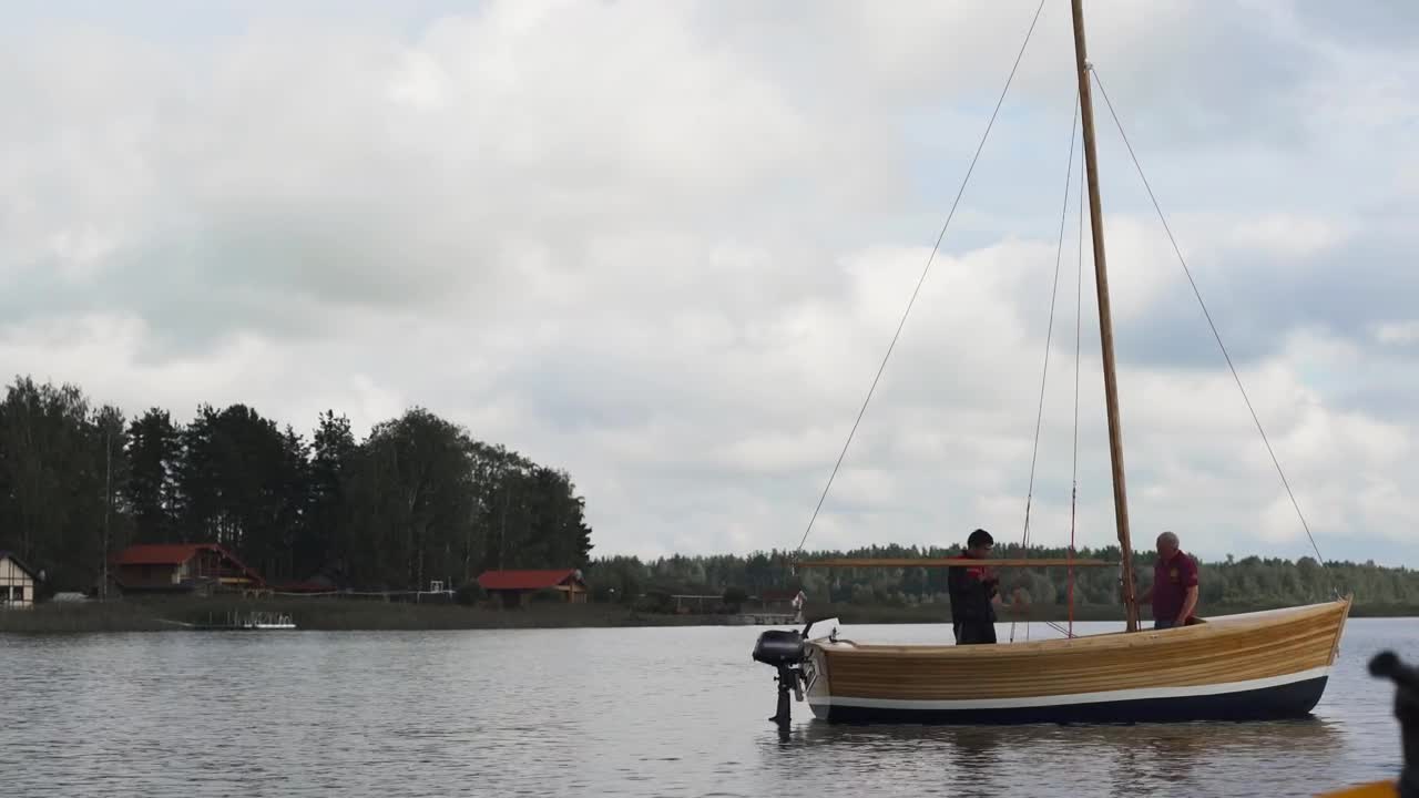 Stock Footage Wooden Sailboat Floating On A Lake Live Wallpaper Free