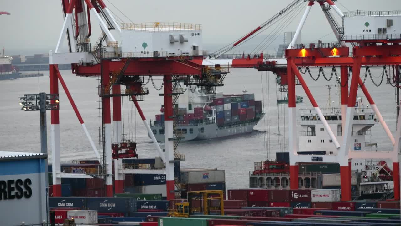 Stock Footage Workers Moving Containers From A Cargo Ship Live Wallpaper Free