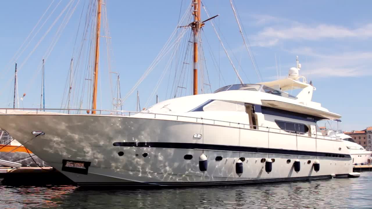 Stock Footage Yacht Anchored In The Port Live Wallpaper Free