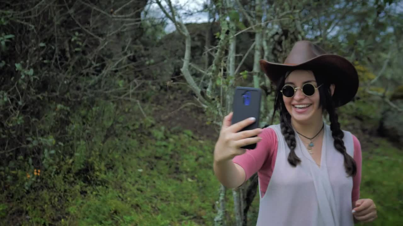 Stock Footage Woman On A Video Call In The Woods Live Wallpaper Free