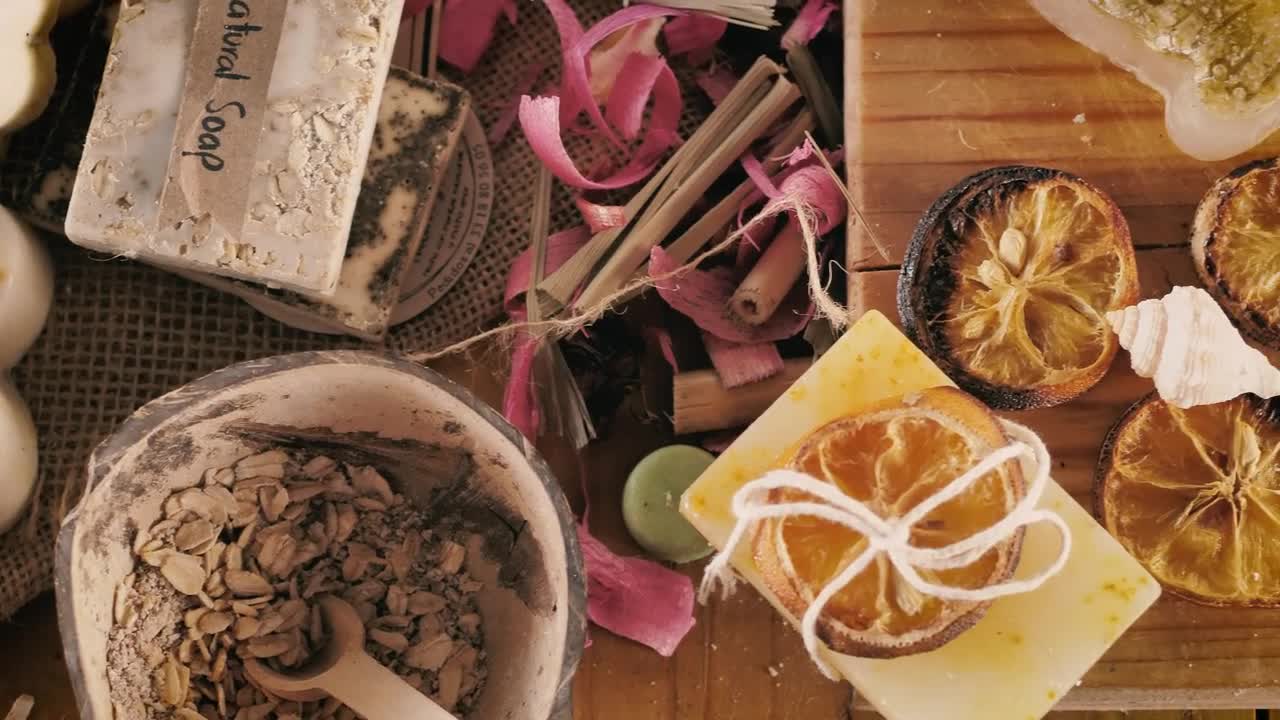 Stock Footage Work Table With Handmade Soaps Still Life And Labels Live Wallpaper Free