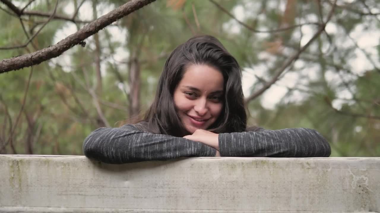 Stock Footage Woman Smiling At The Camera Outdoors Live Wallpaper Free