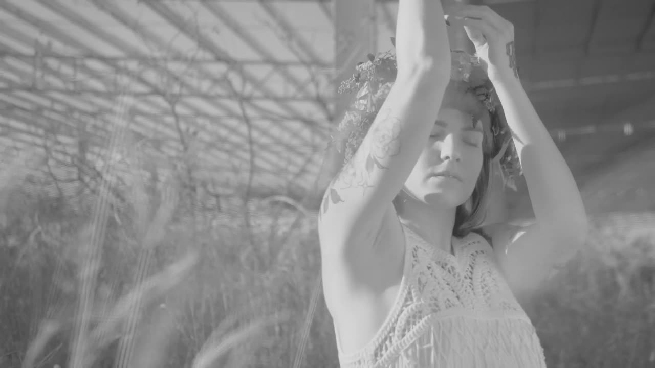 Stock Footage Woman With Tattoos Dances Among The Tall Grass Live Wallpaper Free